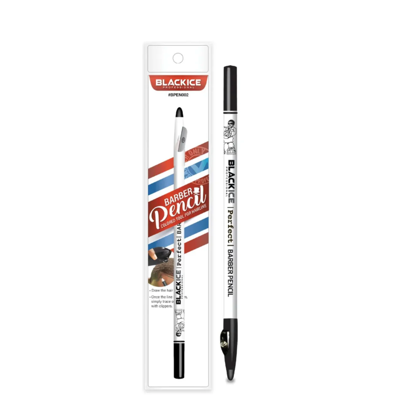 Black Ice Barber Pencil - White