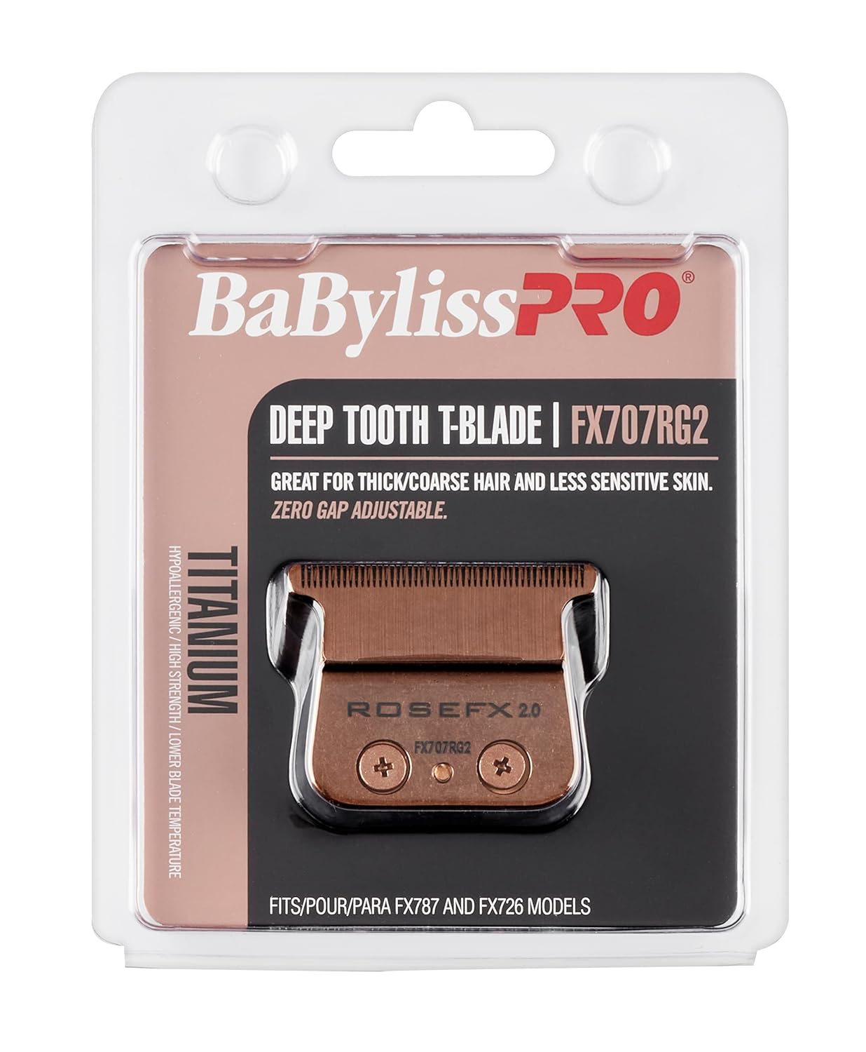 BaBylissPRO RoseFX 2.0 Trimmer Blade FX707RG2 – Rose Gold Titanium Deep-Tooth T-Blade